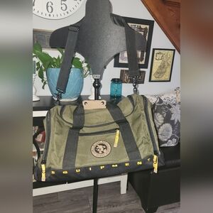 Large Mickey Mouse Green Duffle Bag Suede Handles Large Canvas Pre Owned